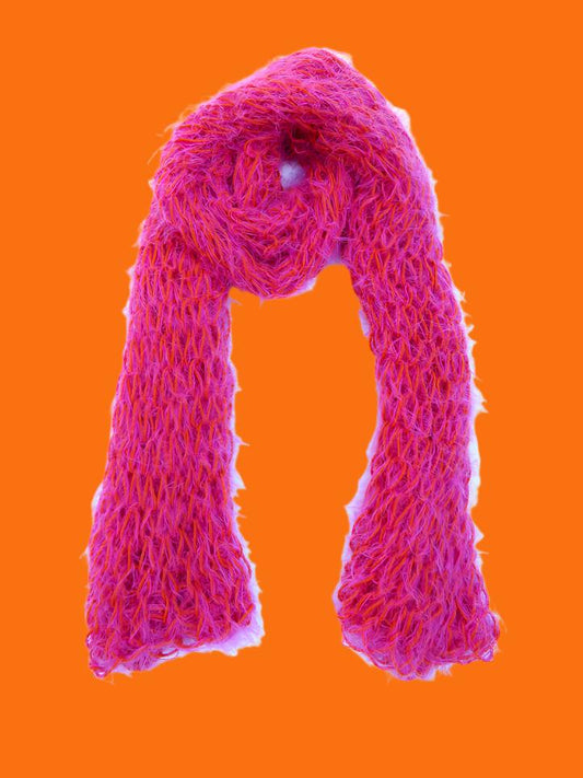 Dot knits super soft chunky fuchsia pink scarf loose knit